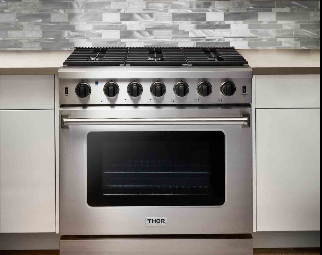 Thor Kitchen 36-Inch 6.0 Cu. Ft Single Oven Professional Gas Range in Stainless Steel (LRG3601U)