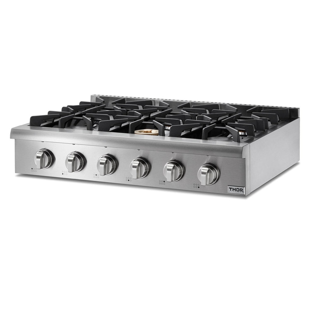 Thor Kitchen 36-Inch Gas Cooktop in Stainless Steel with 6 Burners (HRT3618U)