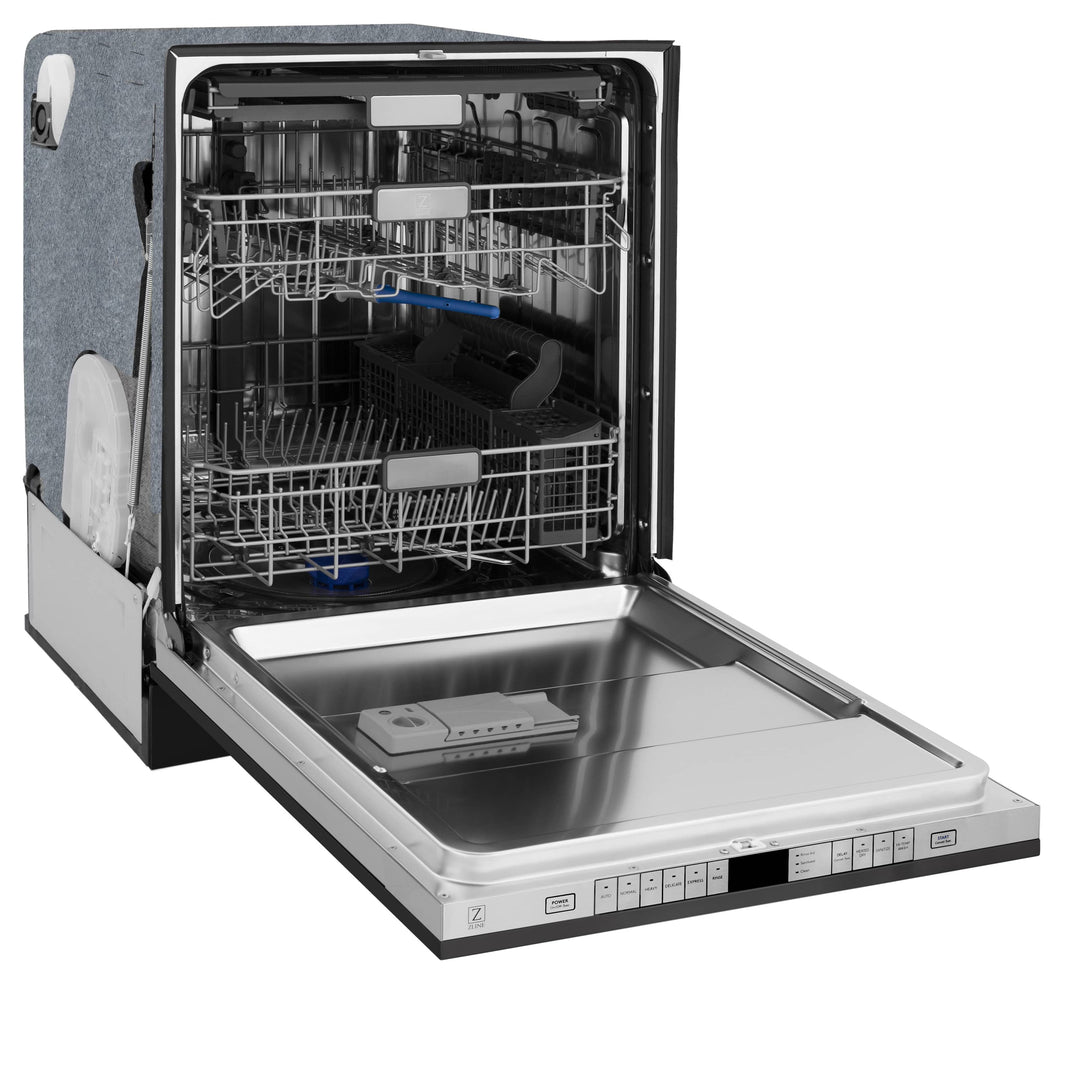 ZLINE 24" Monument Series 3rd Rack Top Touch Control Dishwasher in Black Stainless Steel with Stainless Steel Tub, 45dBa (DWMT-BS-24)