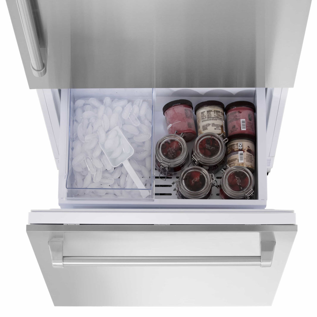 ZLINE 30" Built-In 16.1 cu. ft. 2-Door Bottom Freezer Refrigerator with Internal Water and Ice Dispenser in Stainless Steel (RBIV-304-30)