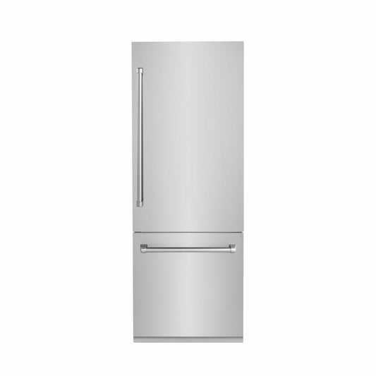 ZLINE 30" Built-In 16.1 cu. ft. 2-Door Bottom Freezer Refrigerator with Internal Water and Ice Dispenser in Stainless Steel (RBIV-304-30)