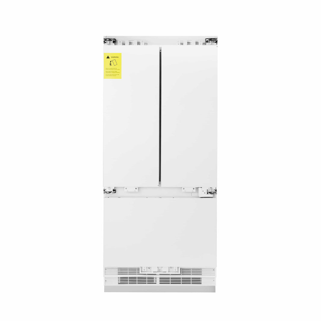 ZLINE 36" Panel Ready 19.6 cu. Ft. Built-In 3-Door French Door Refrigerator with Internal Water and Ice Dispenser (RBIV-36)