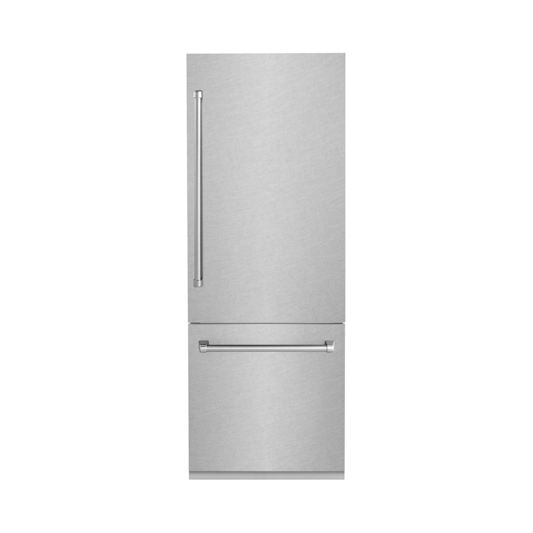 ZLINE 30-Inch 16.1 cu. ft. Built-In 2-Door Bottom Freezer Refrigerator with Internal Water and Ice Dispenser in DuraSnow Fingerprint Resistant Stainless Steel (RBIV-SN-30)