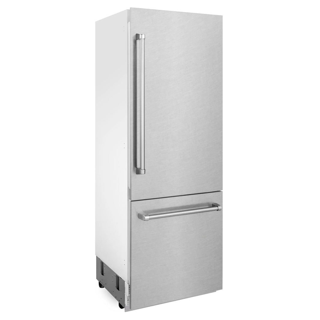 ZLINE 30-Inch 16.1 cu. ft. Built-In 2-Door Bottom Freezer Refrigerator with Internal Water and Ice Dispenser in DuraSnow Fingerprint Resistant Stainless Steel (RBIV-SN-30)