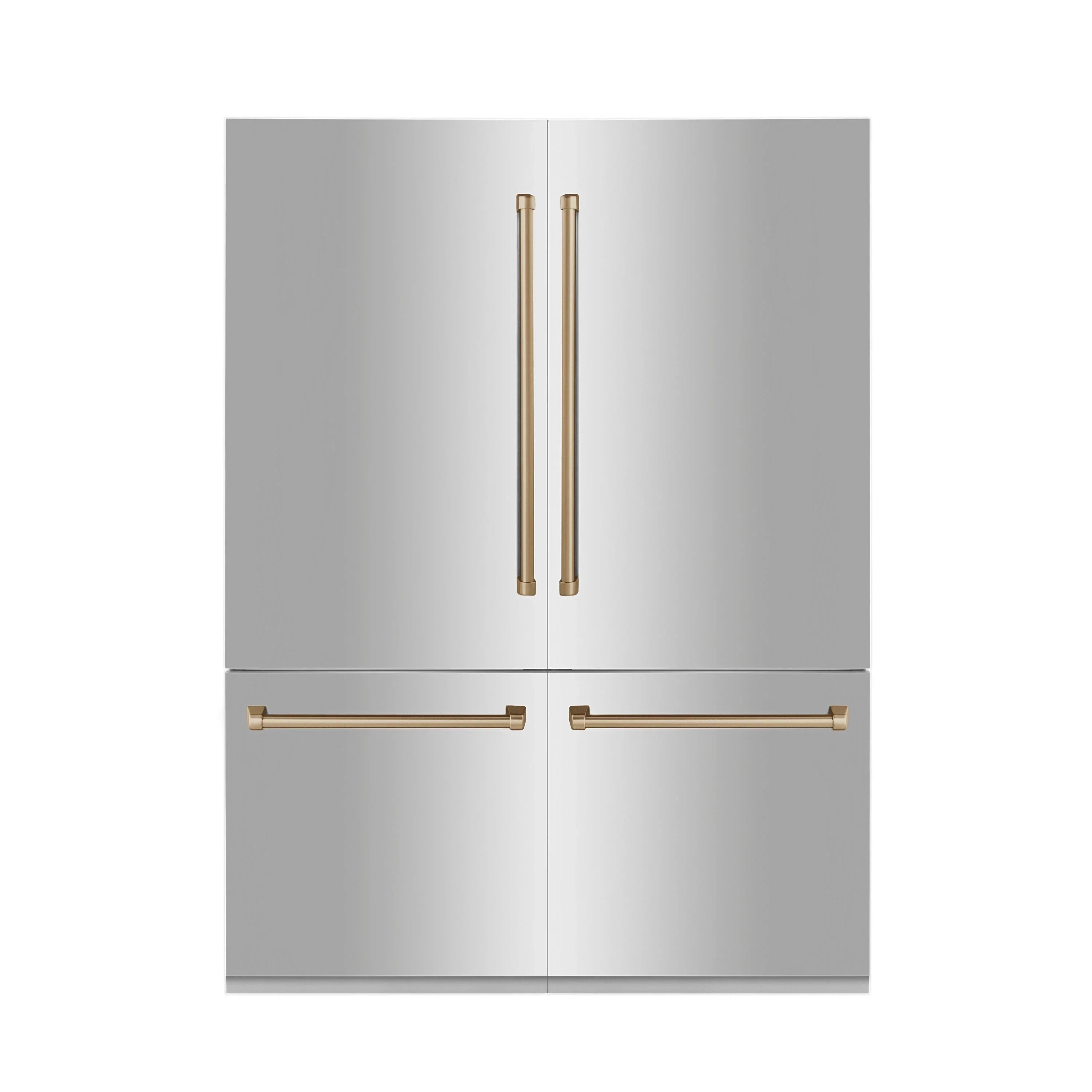 ZLINE 60" Autograph Edition Built-In 32.2 cu. ft. 4-Door French Door Refrigerator with Internal Water and Ice Dispenser in Stainless Steel with Champagne Bronze Accents (RBIVZ-304-60-CB)