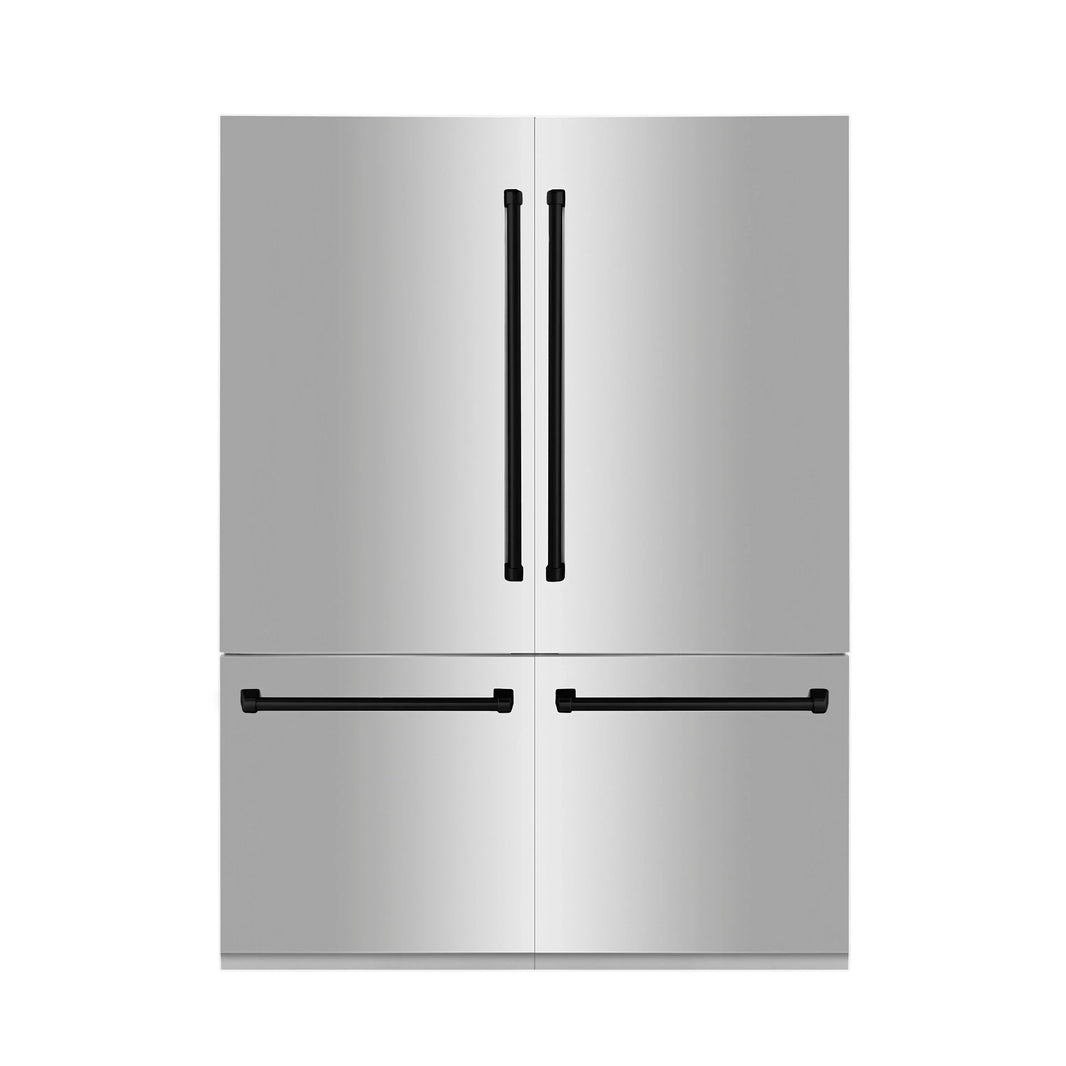 ZLINE 60" Autograph Edition Built-In 32.2 cu. ft. 4-Door French Door Refrigerator with Internal Water and Ice Dispenser in Stainless Steel with Matte Black Accents (RBIVZ-304-60-MB)