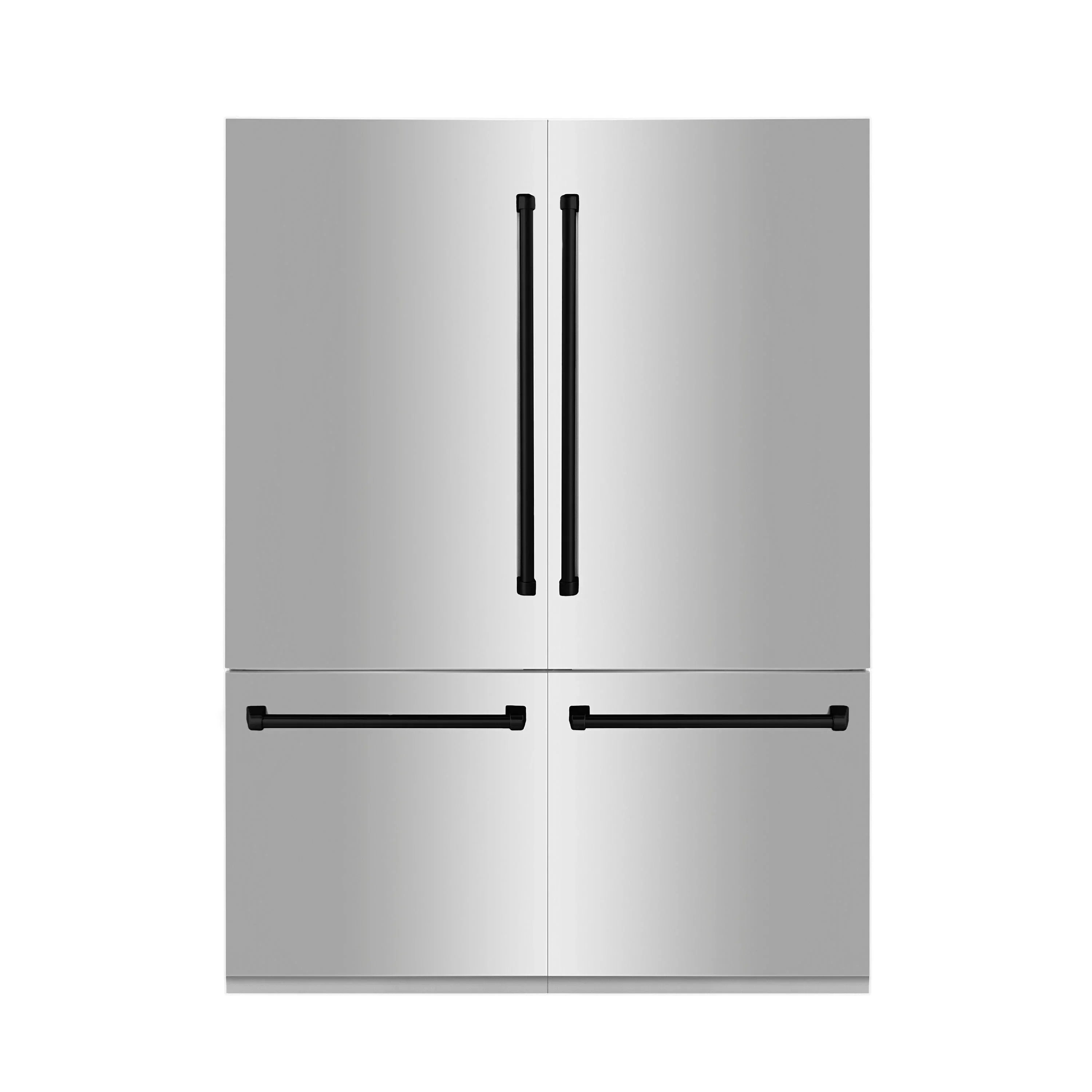 ZLINE 60" Autograph Edition Built-In 32.2 cu. ft. 4-Door French Door Refrigerator with Internal Water and Ice Dispenser in Stainless Steel with Matte Black Accents (RBIVZ-304-60-MB)