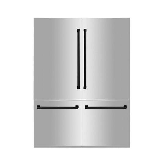 ZLINE 60" Autograph Edition Built-In 32.2 cu. ft. 4-Door French Door Refrigerator with Internal Water and Ice Dispenser in Stainless Steel with Matte Black Accents (RBIVZ-304-60-MB)