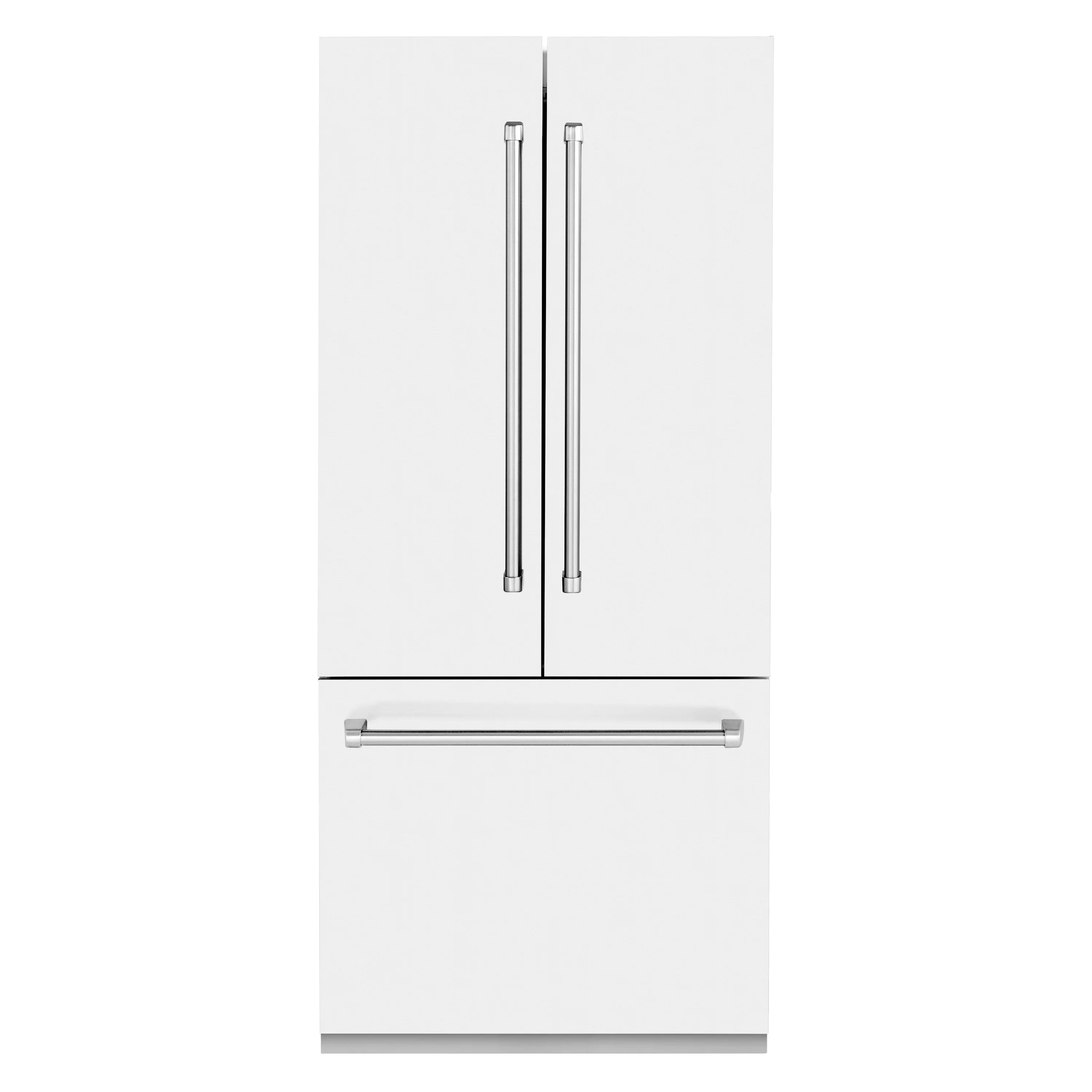 ZLINE 36-Inch 19.6 cu. ft. Built-In 3-Door French Door Refrigerator with Internal Water and Ice Dispenser in White Matte (RBIV-WM-36)