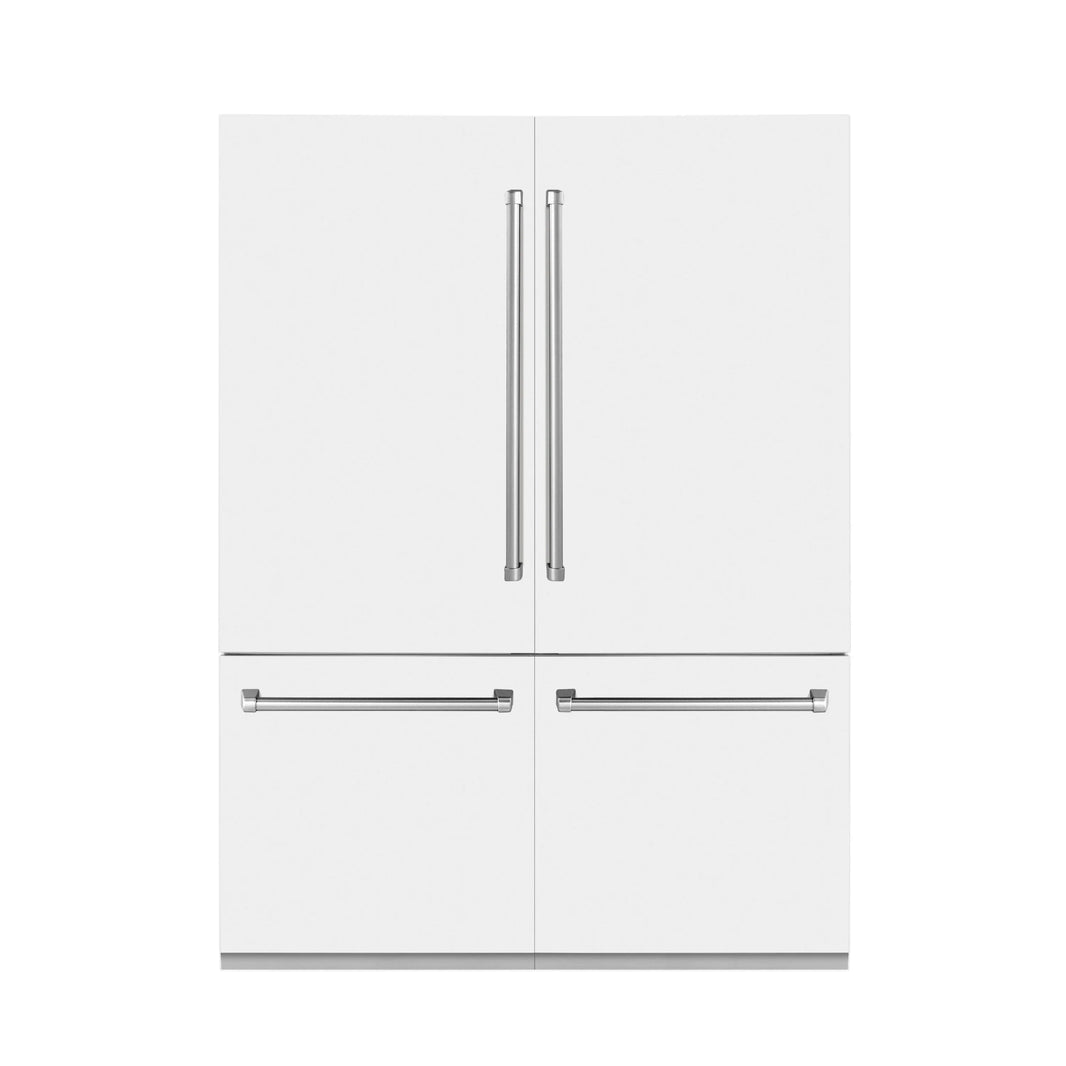 ZLINE 60-Inch 32.2 cu. ft. Built-In 4-Door French Door Refrigerator with Internal Water and Ice Dispenser in White Matte (RBIV-WM-60)