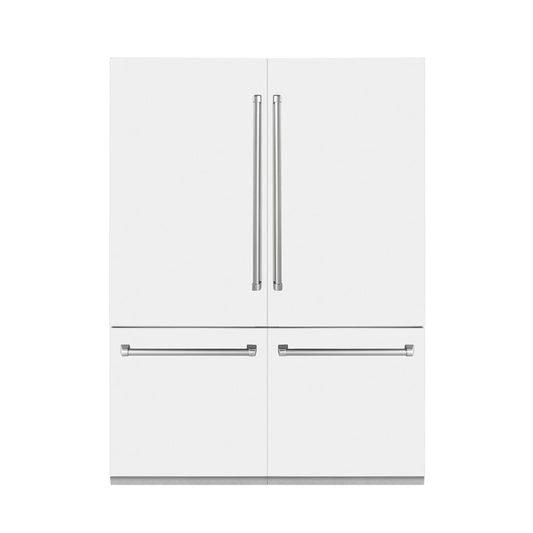 ZLINE 60-Inch 32.2 cu. ft. Built-In 4-Door French Door Refrigerator with Internal Water and Ice Dispenser in White Matte (RBIV-WM-60)