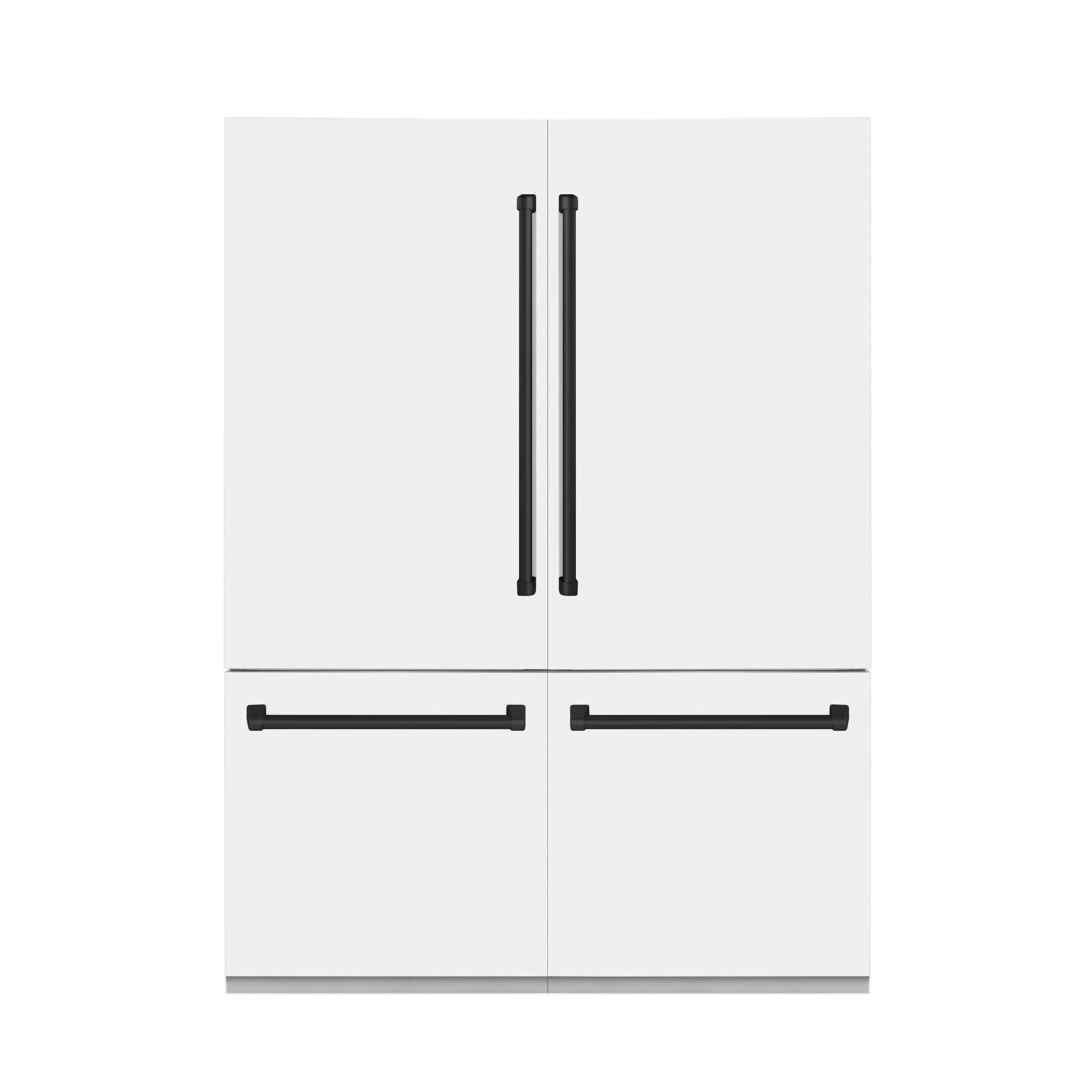 ZLINE 60-Inch Autograph Edition 32.2 cu. ft. Built-in 4-Door French Door Refrigerator with Internal Water and Ice Dispenser in White Matte with Matte Black Accents (RBIVZ-WM-60-MB)