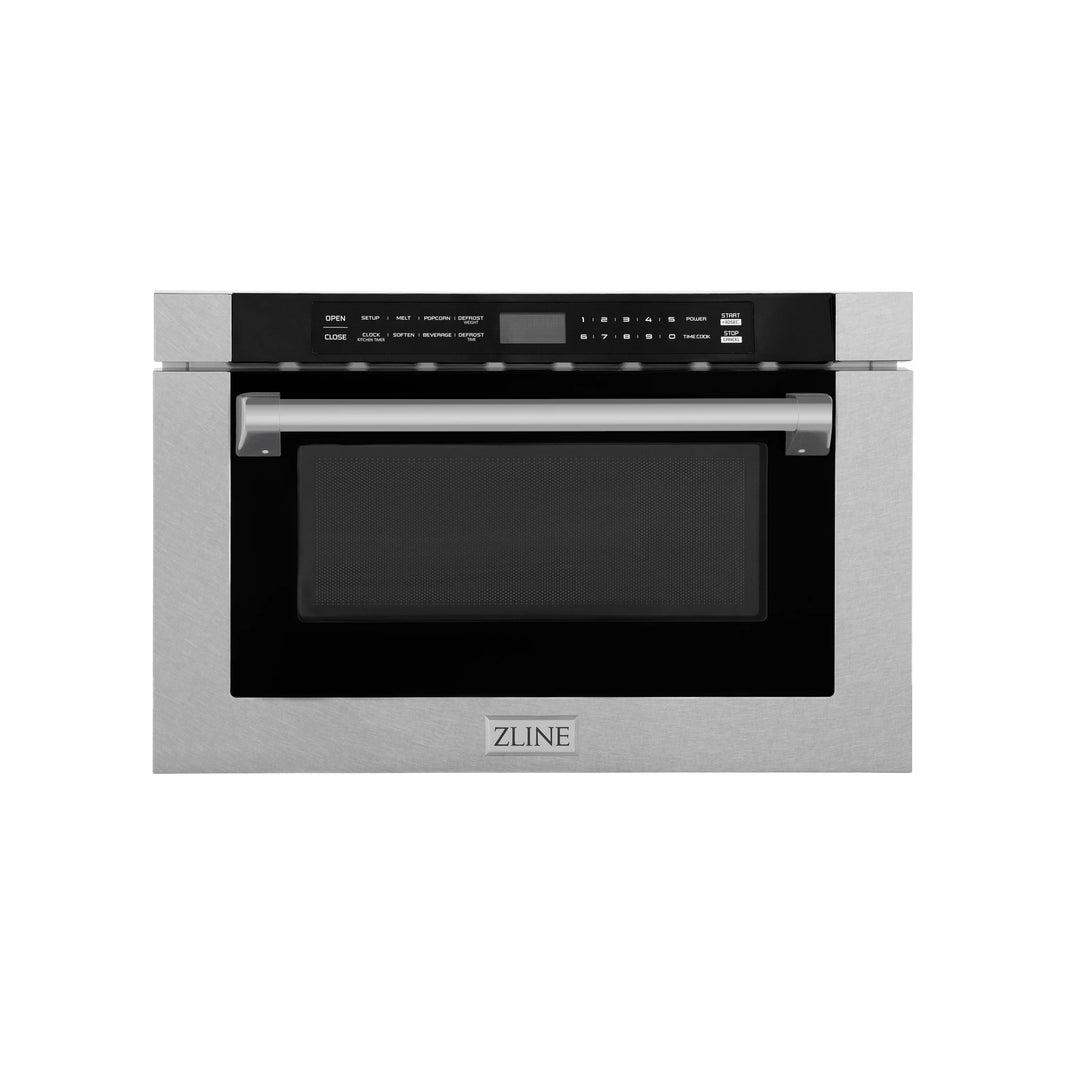 ZLINE 24-Inch 1.2 cu. ft. Built-in Microwave Drawer with a Traditional Handle in DuraSnow Stainless Steel (MWD-1-SS-H)