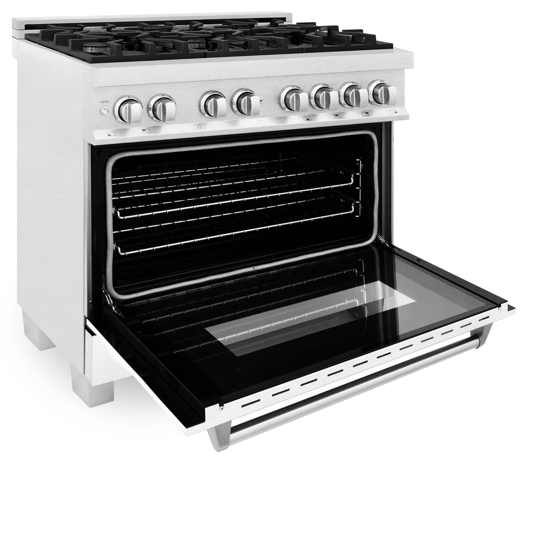 ZLINE 36-Inch Professional Dual Fuel Range in DuraSnow Stainless with White Matte Door (RAS-WM-36)