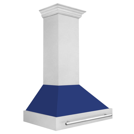 ZLINE 36-Inch Wall Mount Range Hood in DuraSnow Stainless Steel with Blue Gloss Shell (8654SNX-BG-36)