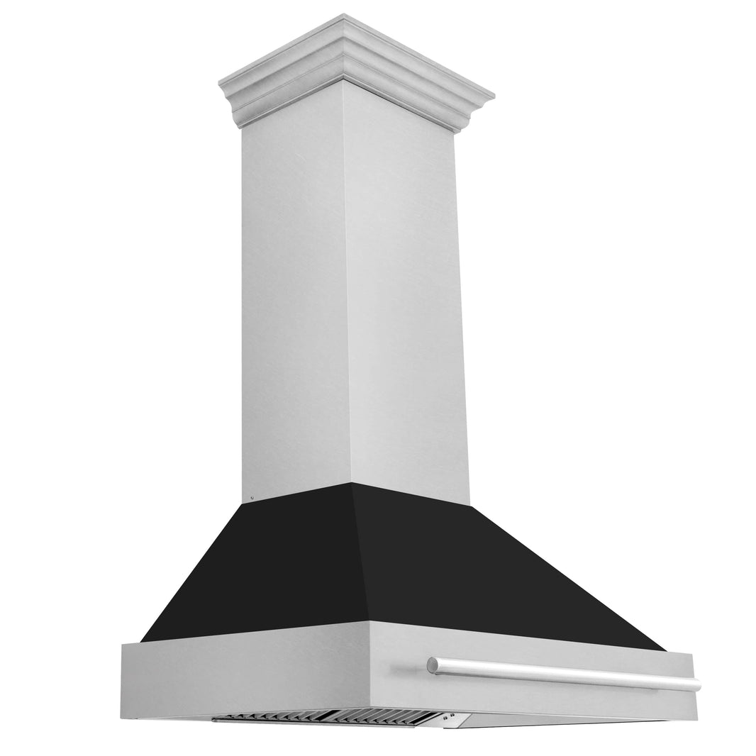 ZLINE 36-Inch Wall Mount Range Hood in DuraSnow Stainless Steel with Black Matte Shell (8654SNX-BLM-36)