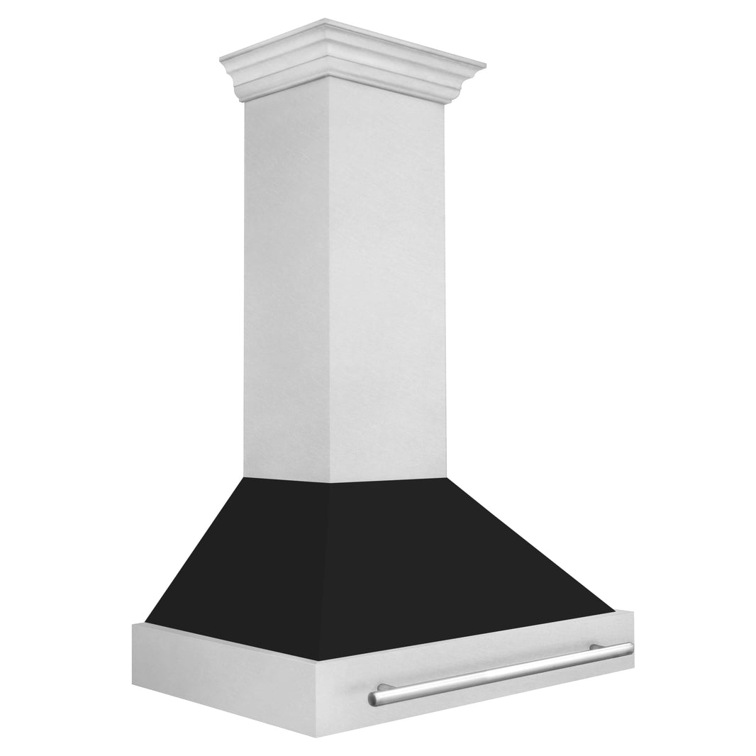 ZLINE 36-Inch Wall Mount Range Hood in DuraSnow Stainless Steel with Black Matte Shell (8654SNX-BLM-36)