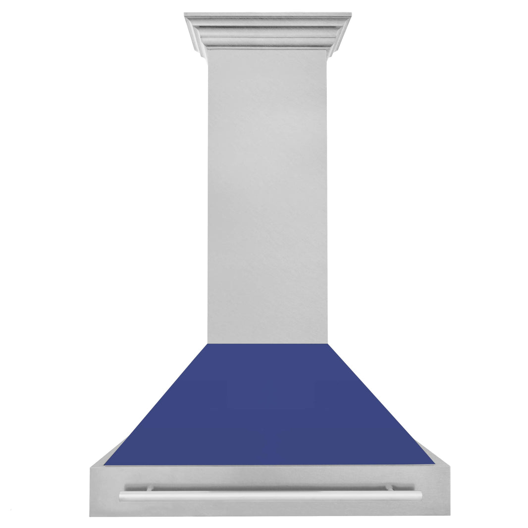 ZLINE 36-Inch Wall Mount Range Hood in DuraSnow® Stainless Steel with Blue Matte Shell (8654SNX-BM-36)