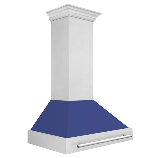 ZLINE 36-Inch Wall Mount Range Hood in DuraSnow® Stainless Steel with Blue Matte Shell (8654SNX-BM-36)