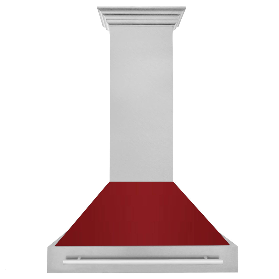 ZLINE 36-Inch Wall Mount Range Hood in DuraSnow Stainless Steel with Red Gloss Shell (8654SNX-RG-36)