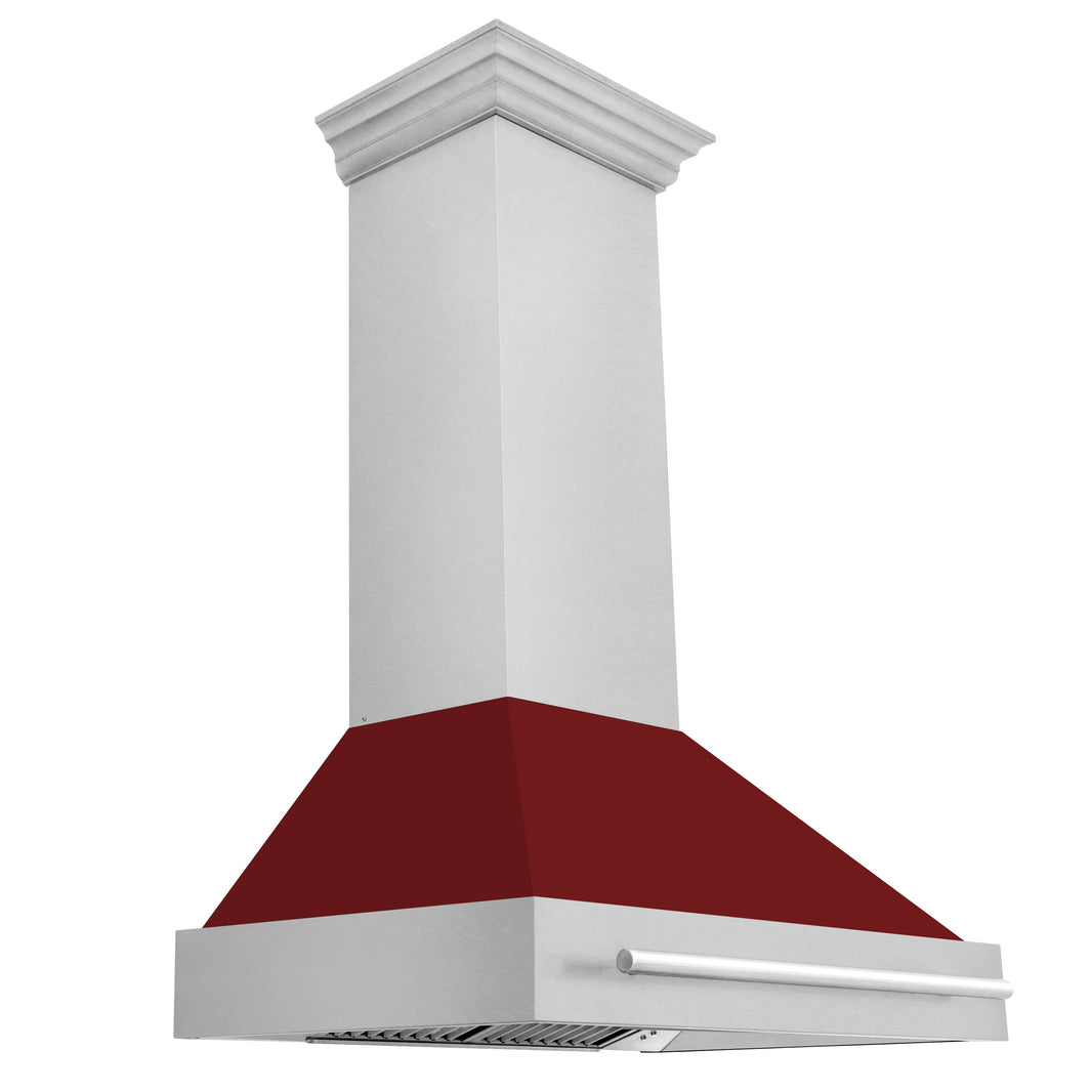 ZLINE 36-Inch Wall Mount Range Hood in DuraSnow Stainless Steel with Red Gloss Shell (8654SNX-RG-36)