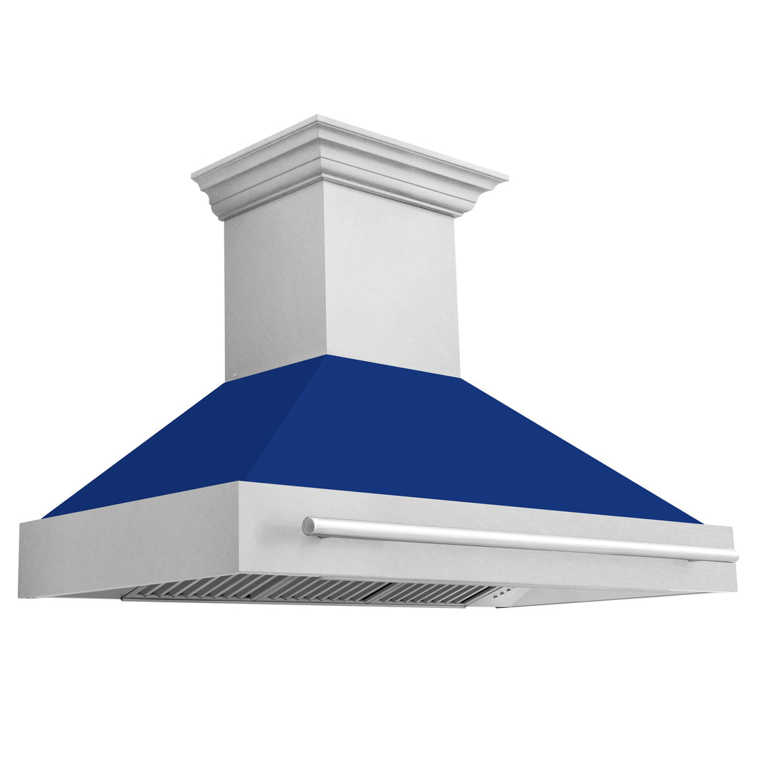 ZLINE 48-Inch Wall Mount Range Hood in DuraSnow Stainless with Blue Gloss Shell (8654SNX-BG-48)