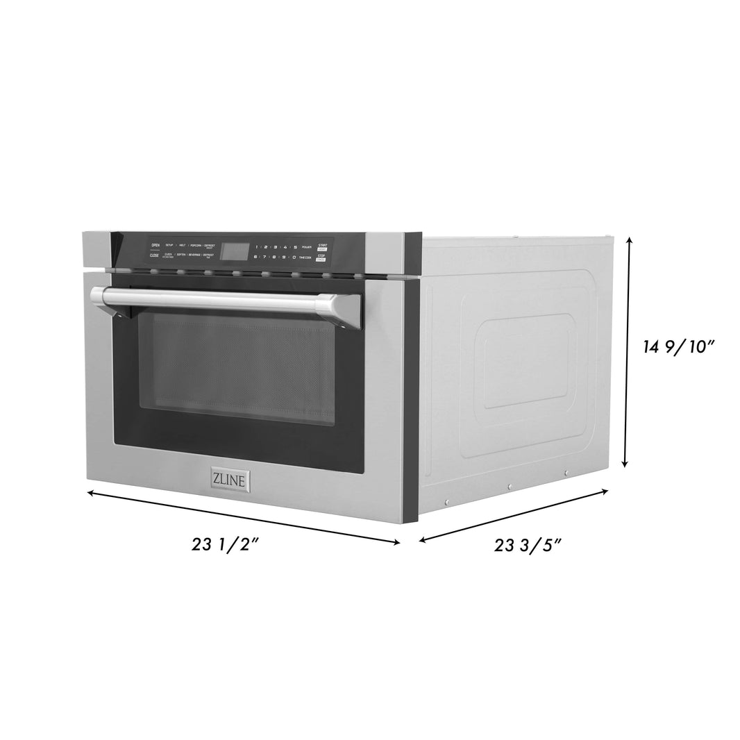 ZLINE 24-Inch 1.2 cu. ft. Built-in Microwave Drawer with a Traditional Handle in Stainless Steel (MWD-1-H)