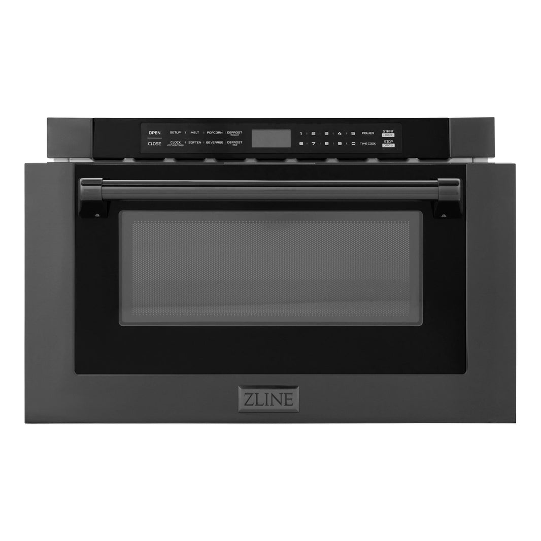 ZLINE 24-Inch 1.2 cu. ft. Built-in Microwave Drawer with a Traditional Handle in Black Stainless Steel (MWD-1-BS-H)