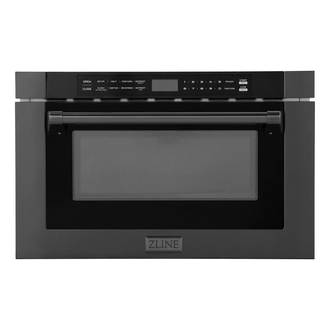 ZLINE 24-Inch 1.2 cu. ft. Built-in Microwave Drawer with a Traditional Handle in Black Stainless Steel (MWD-1-BS-H)