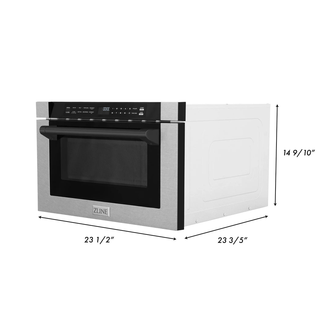 ZLINE Autograph Edition 24-Inch 1.2 cu. ft. Built-in Microwave Drawer in Finger Resistant Stainless Steel with Matte Black Accents (MWDZ-1-SS-H-MB)