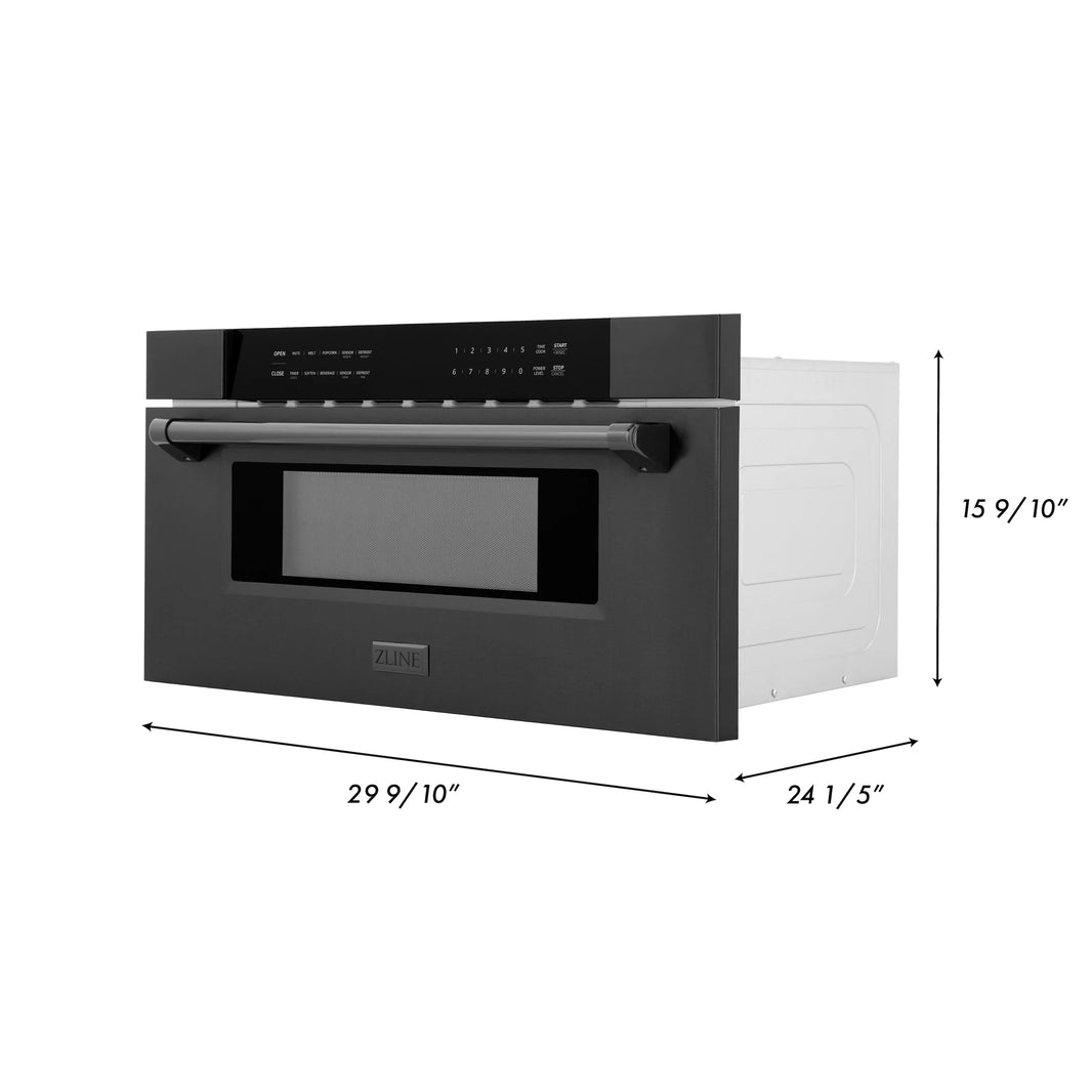 ZLINE 30-Inch 1.2 cu. ft. Built-In Microwave Drawer in Black Stainless Steel (MWD-30-BS)