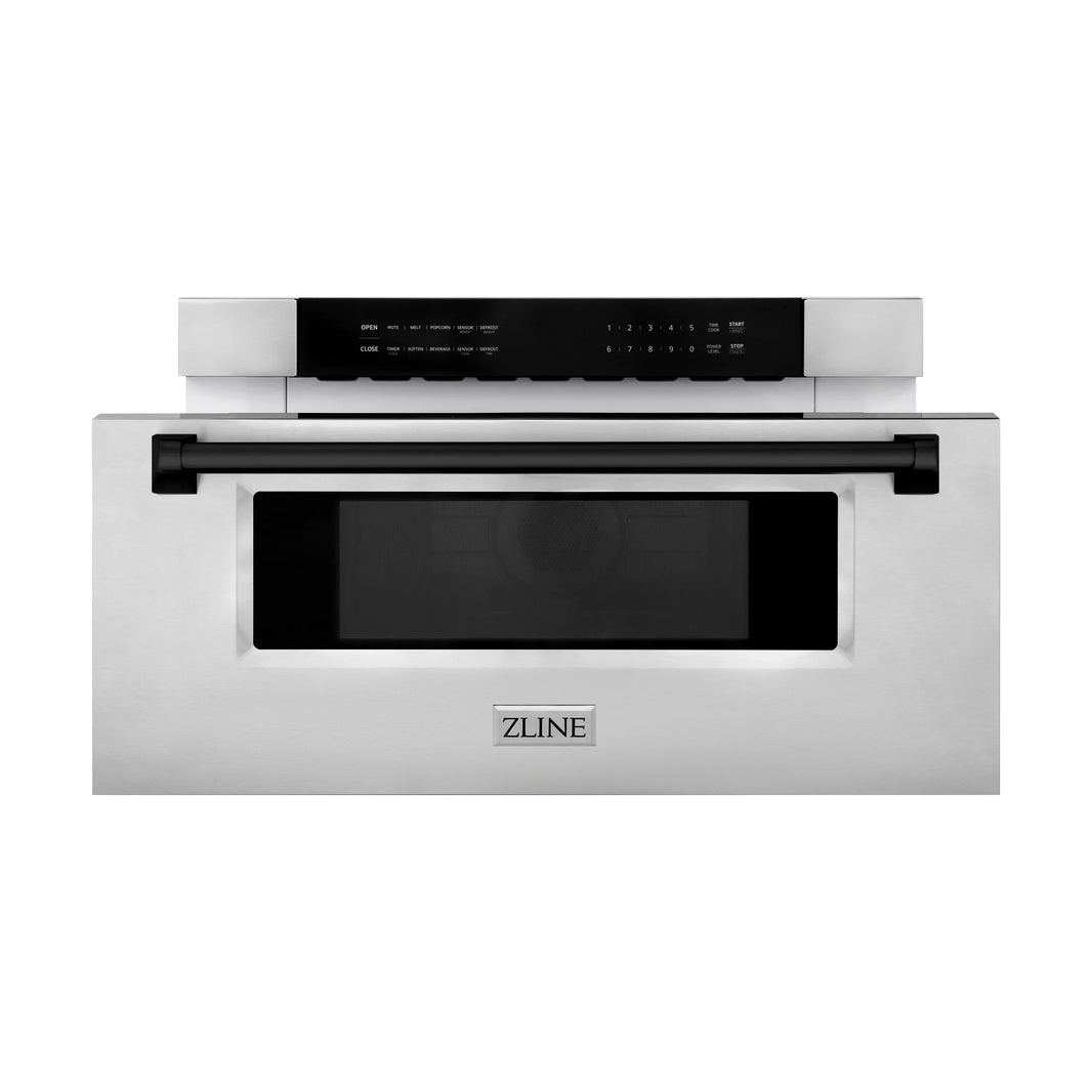 ZLINE Autograph Edition 30" 1.2 cu. ft. Built-In Microwave Drawer in Stainless Steel with Matte Black Trim (MWDZ-30-MB)