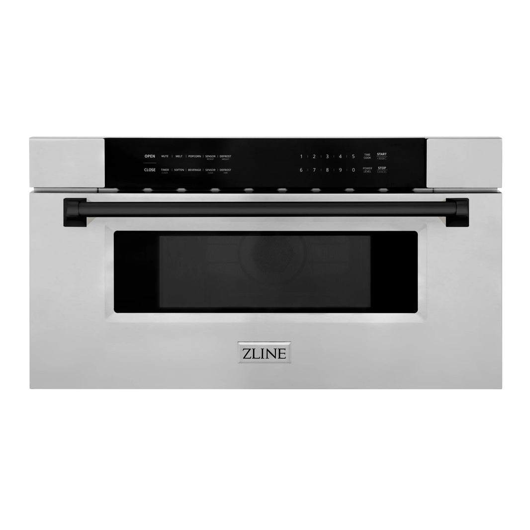 ZLINE Autograph Edition 30" 1.2 cu. ft. Built-In Microwave Drawer in Stainless Steel with Matte Black Trim (MWDZ-30-MB)