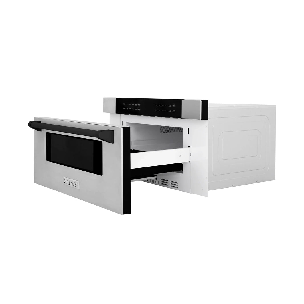 ZLINE Autograph Edition 30" 1.2 cu. ft. Built-In Microwave Drawer in Stainless Steel with Matte Black Trim (MWDZ-30-MB)