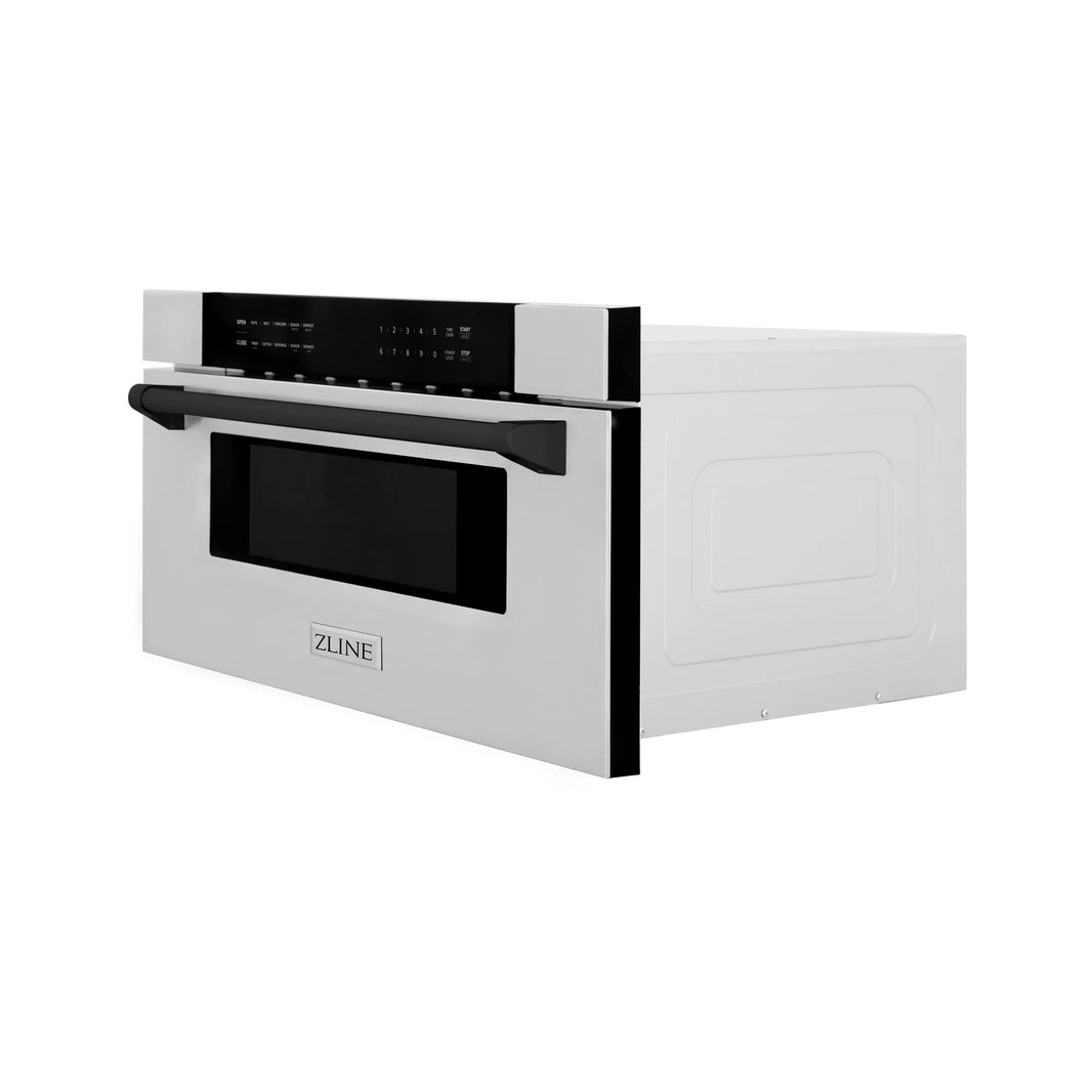 ZLINE Autograph Edition 30" 1.2 cu. ft. Built-In Microwave Drawer in Stainless Steel with Matte Black Trim (MWDZ-30-MB)