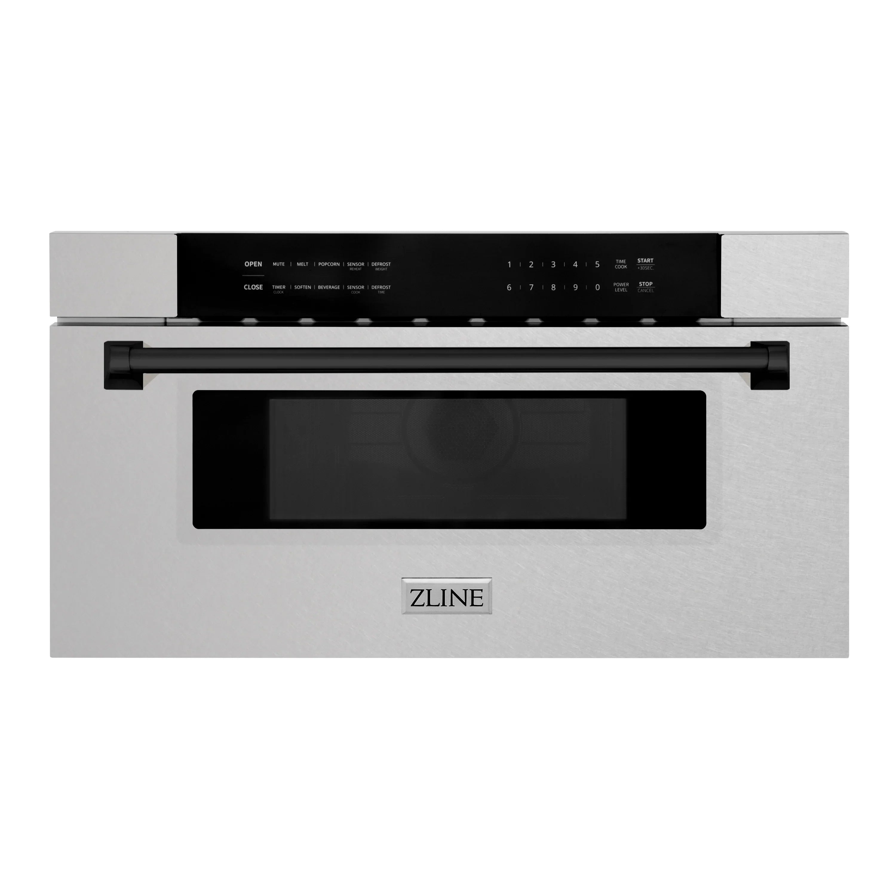 ZLINE Autograph Edition 30" 1.2 cu. ft. Built-In Microwave Drawer in Fingerprint Resistant DuraSnow Stainless Steel with Matte Black Accents (MWDZ-30-SS-MB)