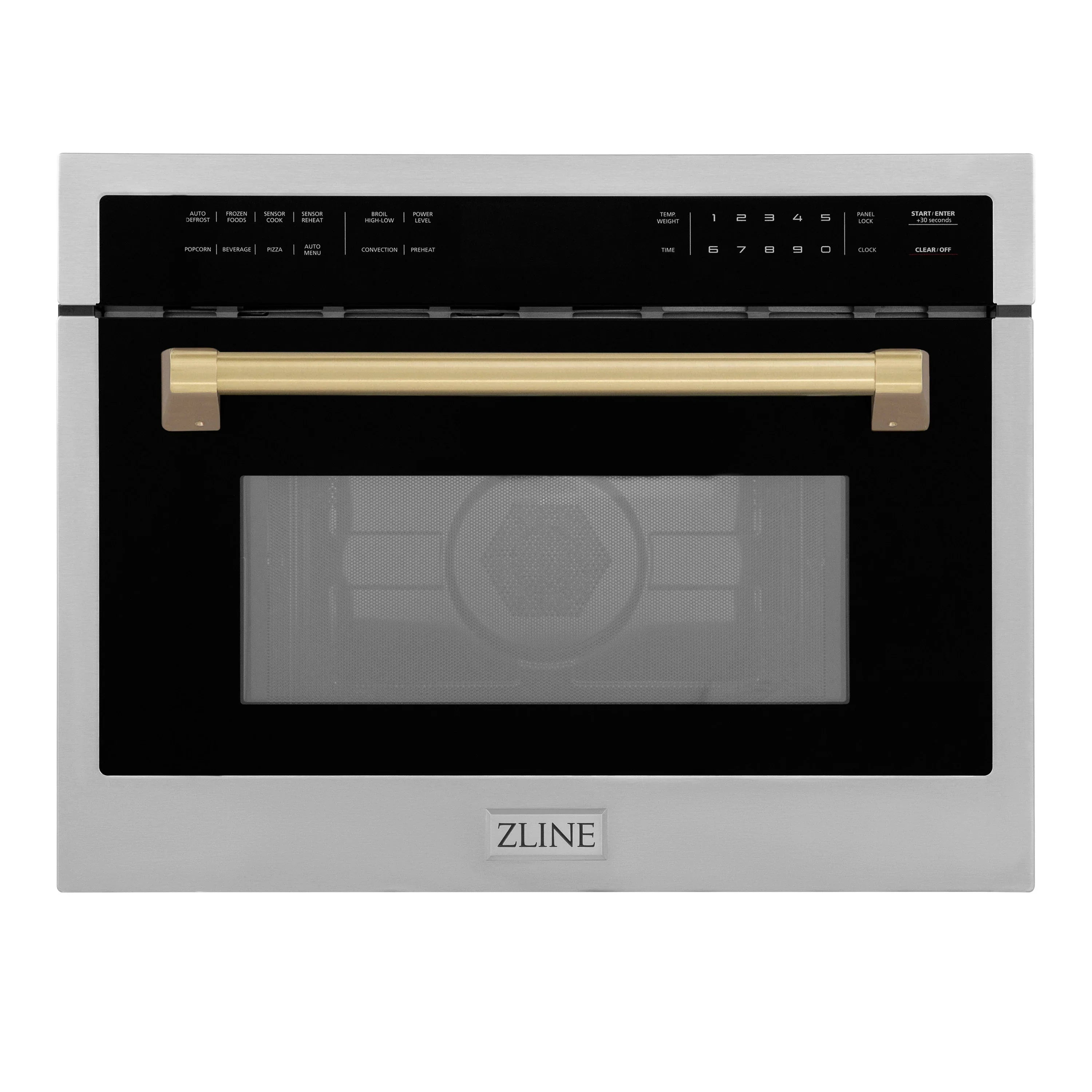 ZLINE Autograph Edition 24-Inch 1.6 cu ft. Built-in Convection Microwave Oven in Stainless Steel with Champagne Bronze Accents (MWOZ-24-CB)