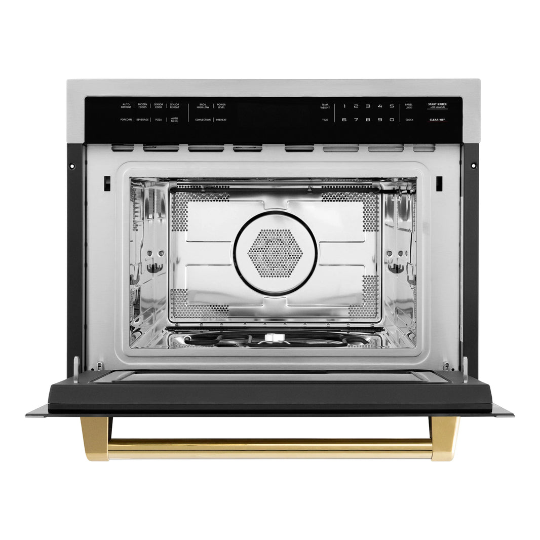 ZLINE Autograph Edition 24-Inch 1.6 cu ft. Built-in Convection Microwave Oven in Stainless Steel with Gold Accents (MWOZ-24-G)