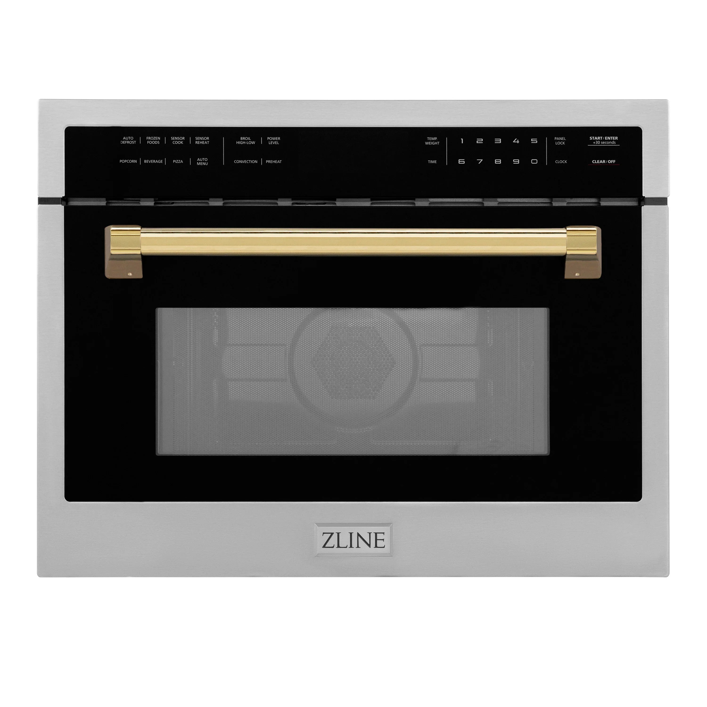 ZLINE Autograph Edition 24-Inch 1.6 cu ft. Built-in Convection Microwave Oven in Stainless Steel with Gold Accents (MWOZ-24-G)