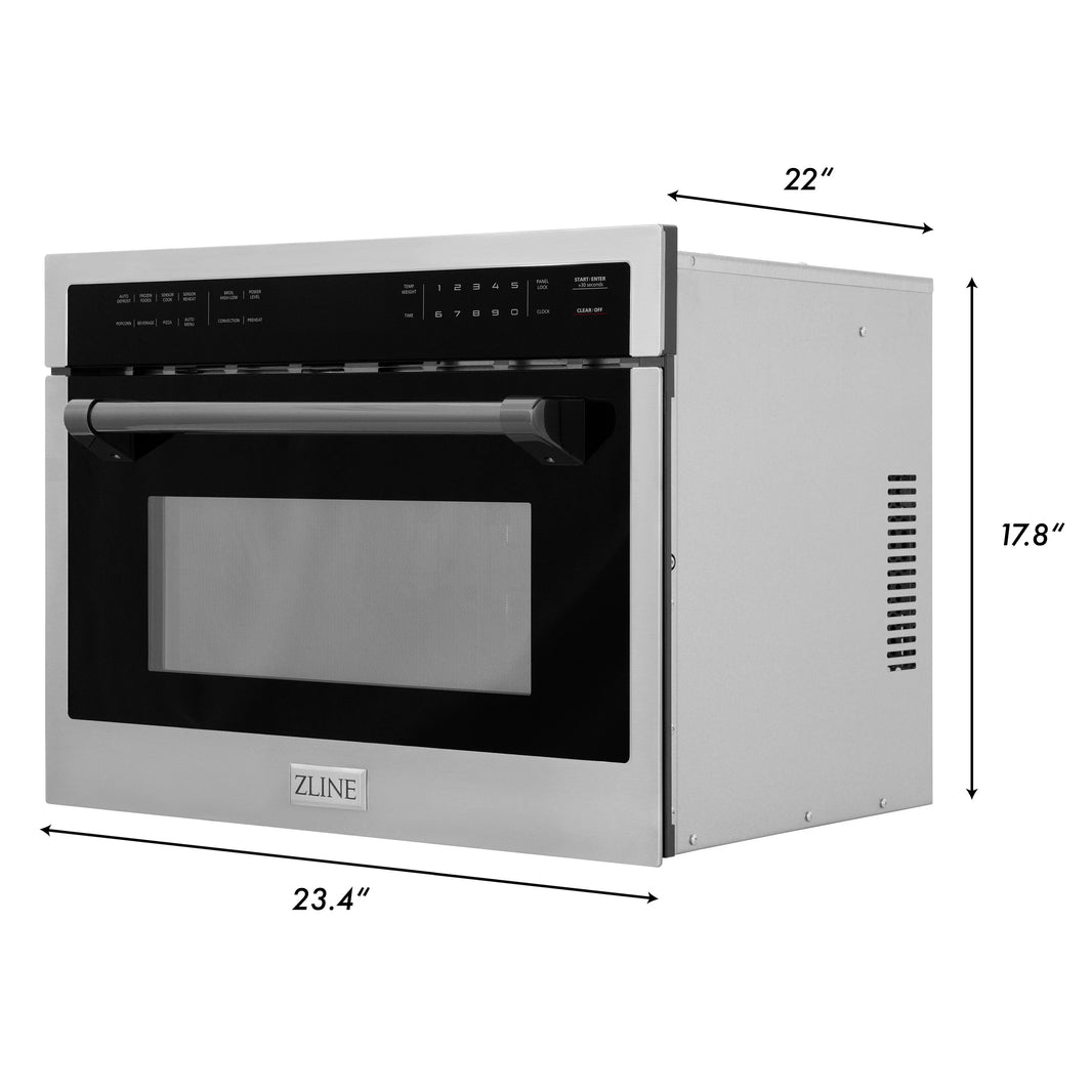 ZLINE Autograph Edition 24-Inch 1.6 cu ft. Built-in Convection Microwave Oven in Stainless Steel with Matte Black Accents (MWOZ-24-MB)