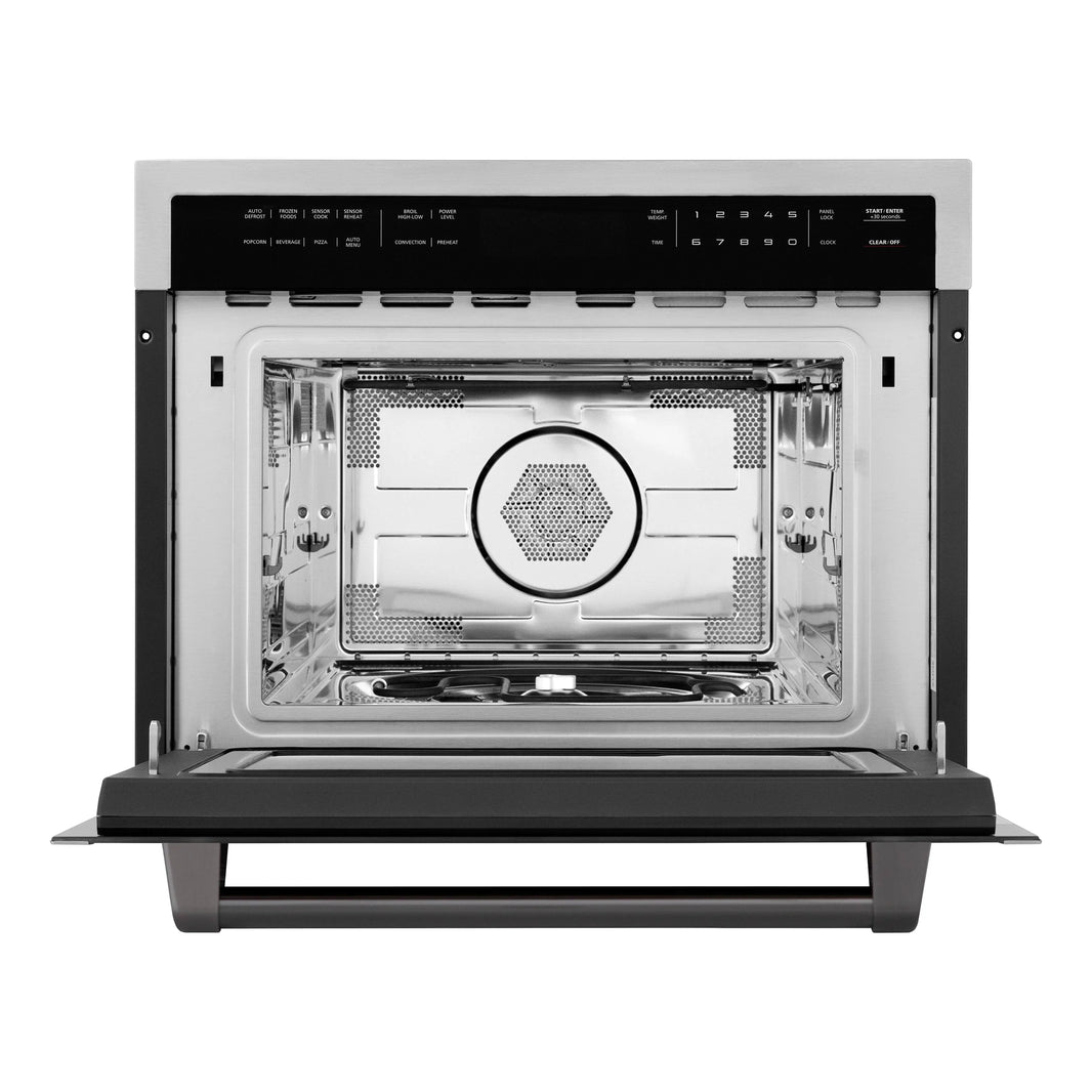 ZLINE Autograph Edition 24-Inch 1.6 cu ft. Built-in Convection Microwave Oven in Stainless Steel with Matte Black Accents (MWOZ-24-MB)