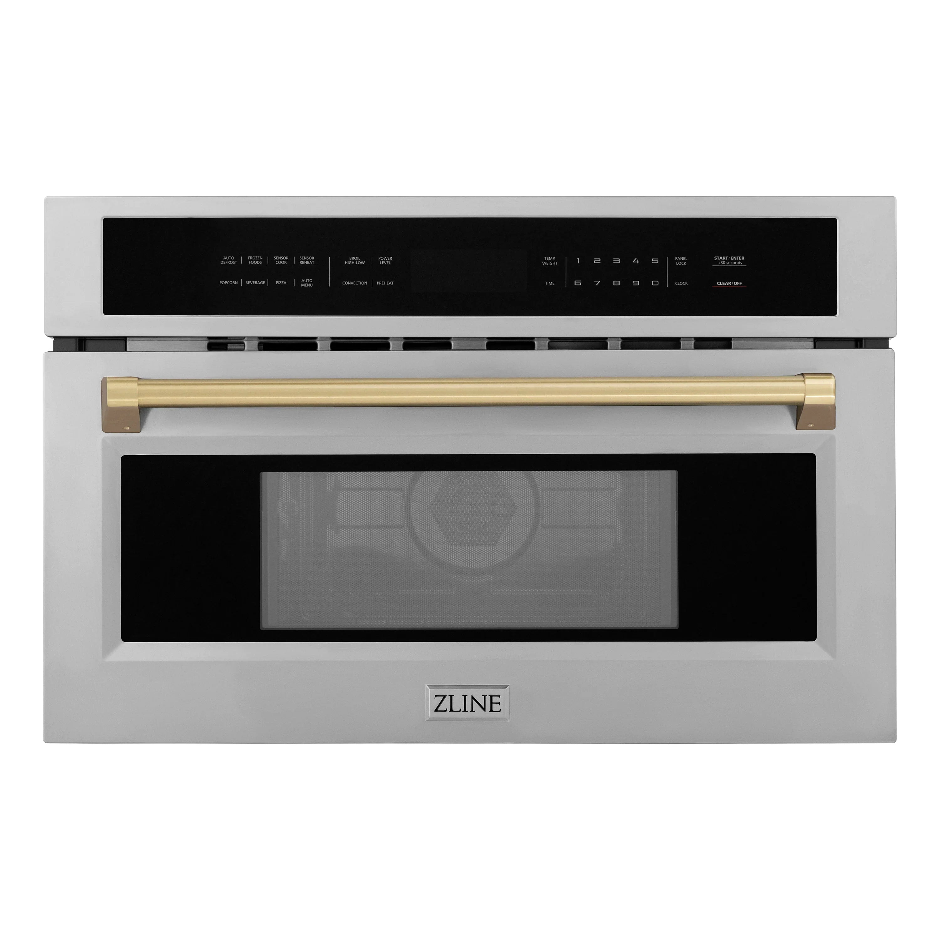 ZLINE Autograph Edition 30-Inch 1.6 cu ft. Built-in Convection Microwave Oven in Stainless Steel with Champagne Bronze Accents (MWOZ-30-CB)