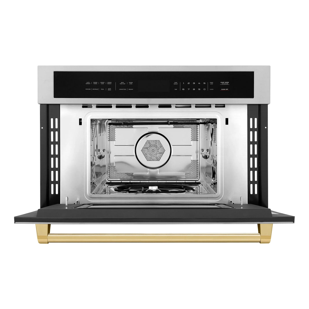 ZLINE Autograph Edition 30-Inch 1.6 cu ft. Built-in Convection Microwave Oven in Stainless Steel with Gold Accents (MWOZ-30-G)