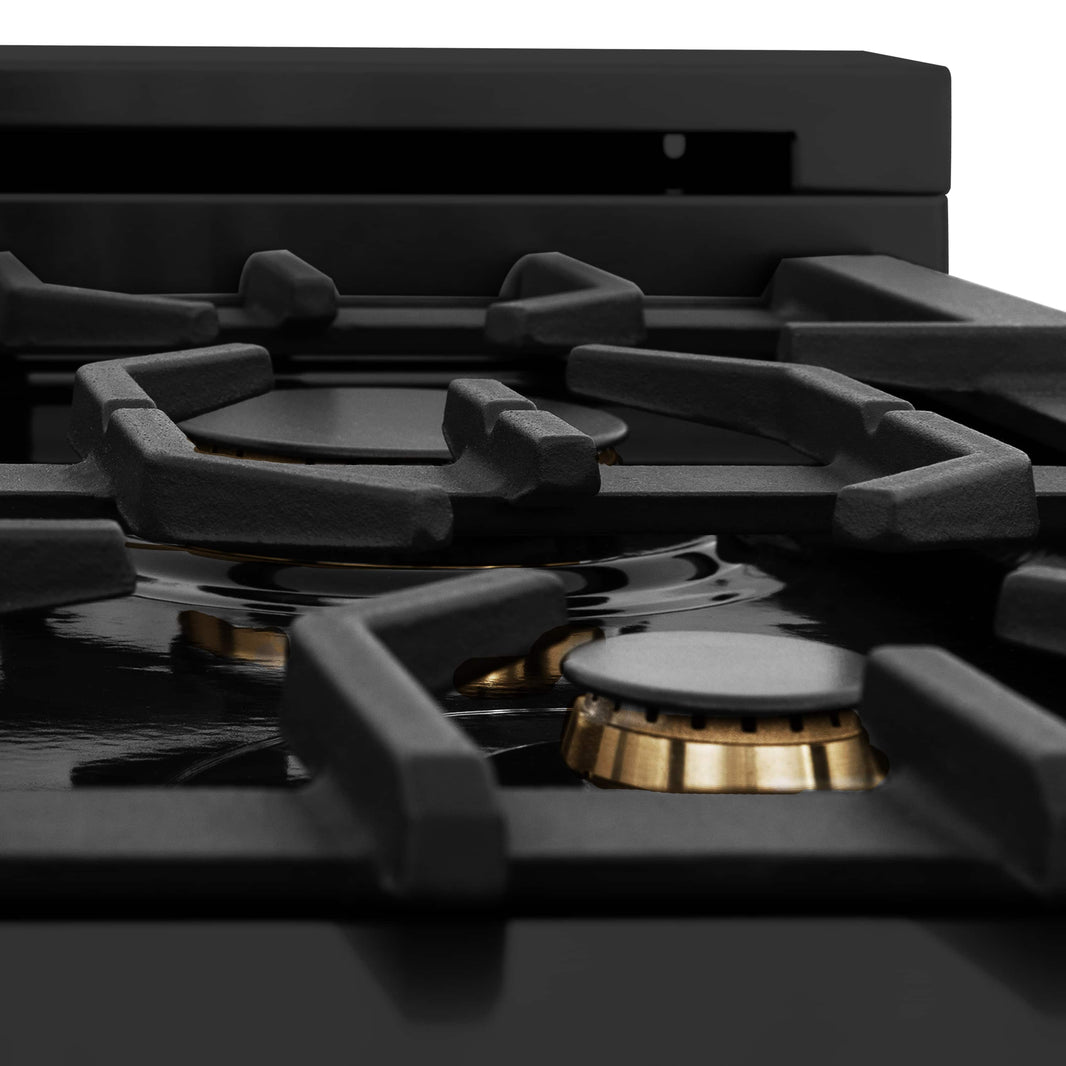 ZLINE 24-Inch Black Stainless 2.8 Cu.ft. - 4 Gas Brass Burner & Electric Oven Range (RAB-BR-24)