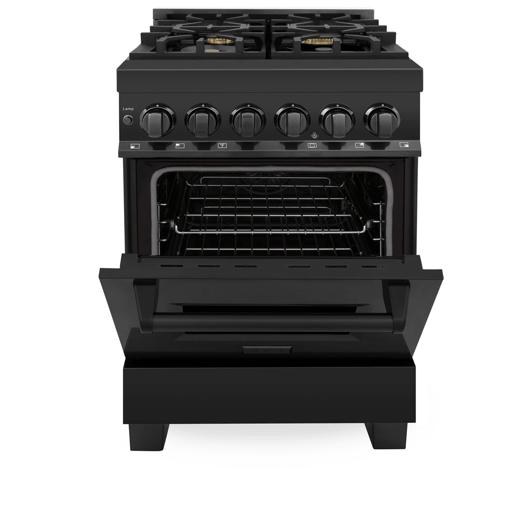 ZLINE 24-Inch Black Stainless 2.8 Cu.ft. - 4 Gas Brass Burner & Electric Oven Range (RAB-BR-24)