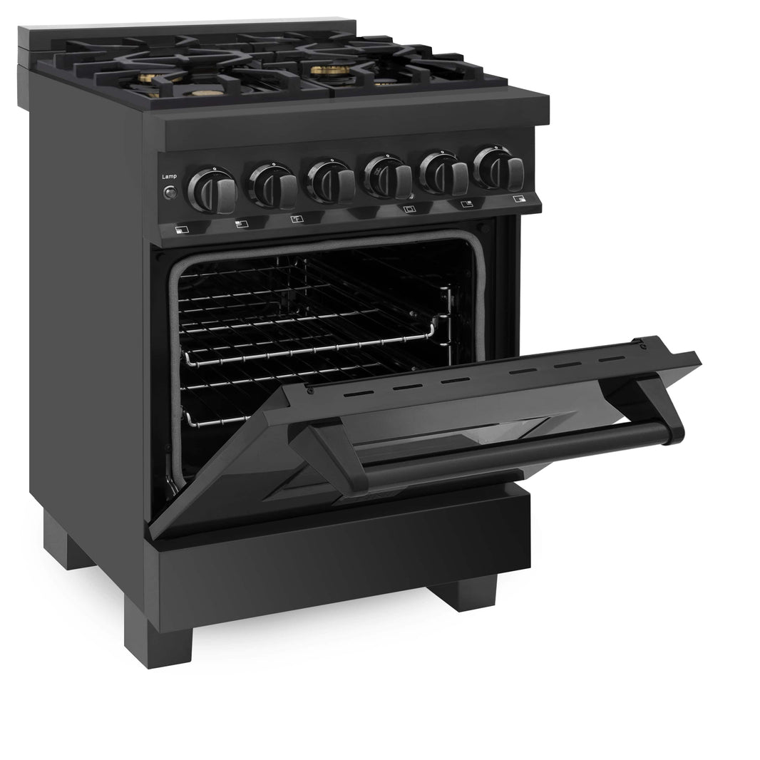 ZLINE 24-Inch Black Stainless 2.8 Cu.ft. - 4 Gas Brass Burner & Electric Oven Range (RAB-BR-24)