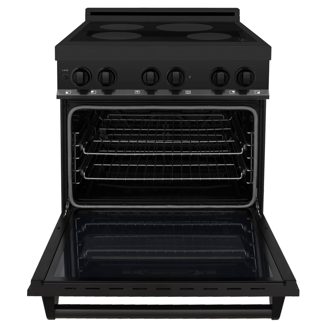 ZLINE 30-Inch 4.0 cu. ft. Induction Range with a 4 Element Stove and Electric Oven in Black Stainless Steel (RAIND-BS-30)