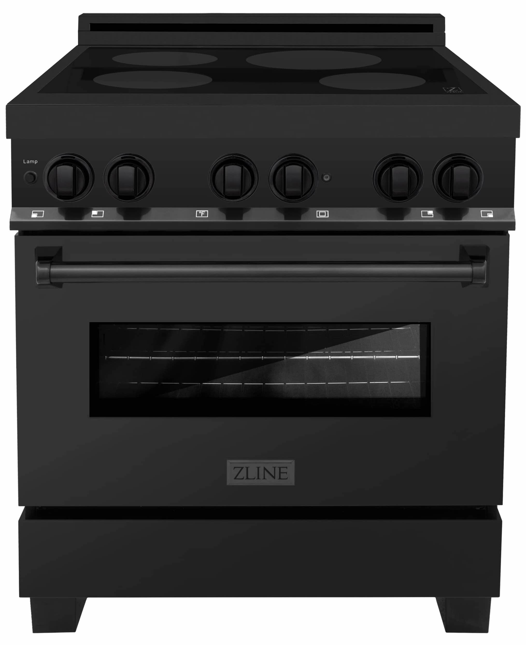 ZLINE 30-Inch 4.0 cu. ft. Induction Range with a 4 Element Stove and Electric Oven in Black Stainless Steel (RAIND-BS-30)