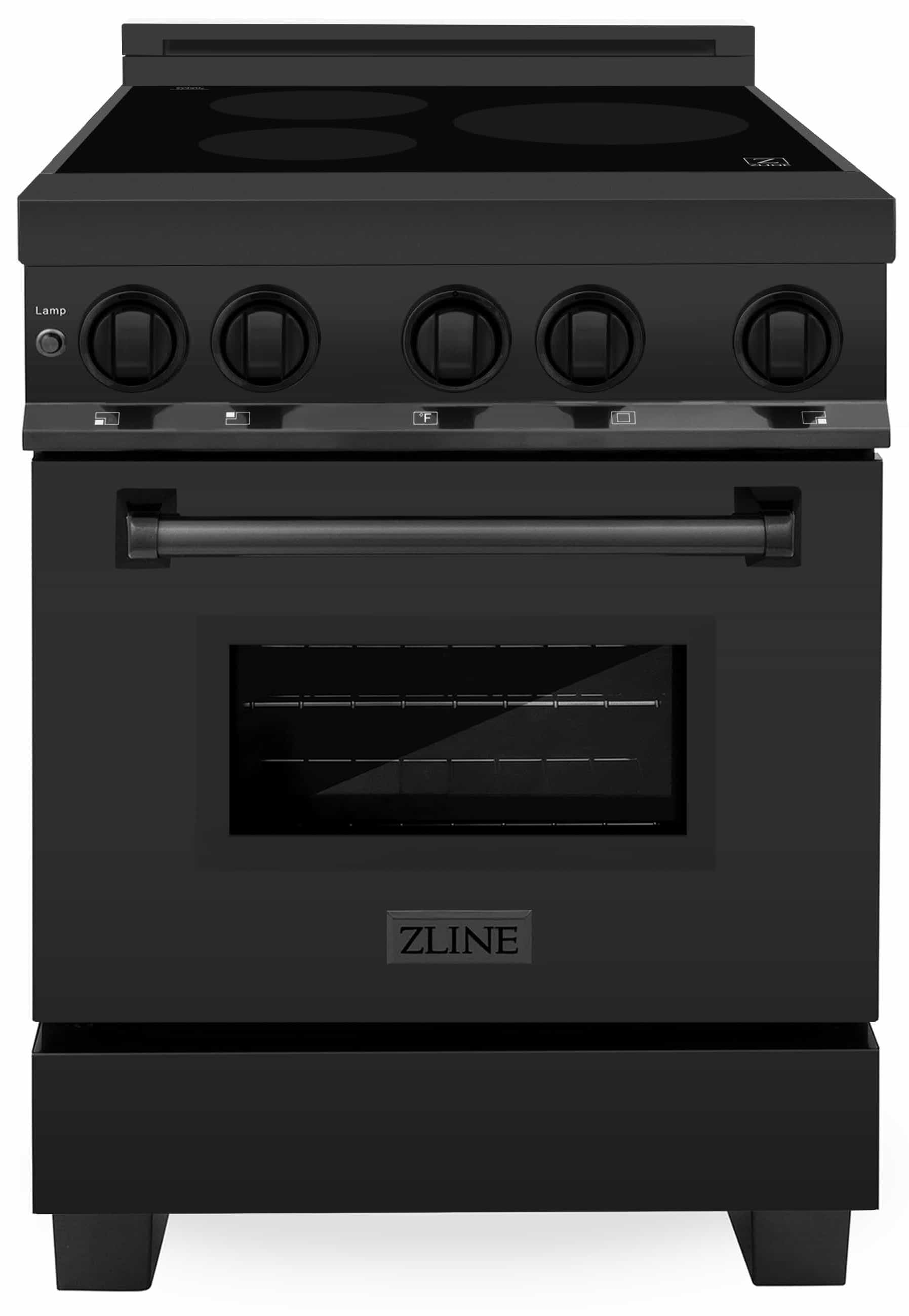 ZLINE 24-Inch 2.8 cu. ft. Induction Range with a 3 Element Stove and Electric Oven in Black Stainless Steel (RAIND-BS-24)