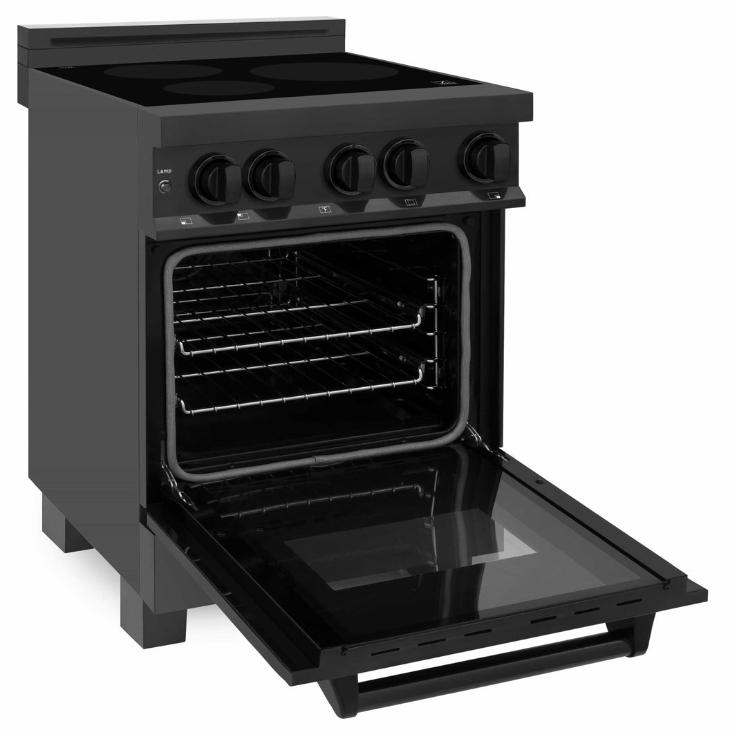 ZLINE 24-Inch 2.8 cu. ft. Induction Range with a 3 Element Stove and Electric Oven in Black Stainless Steel (RAIND-BS-24)